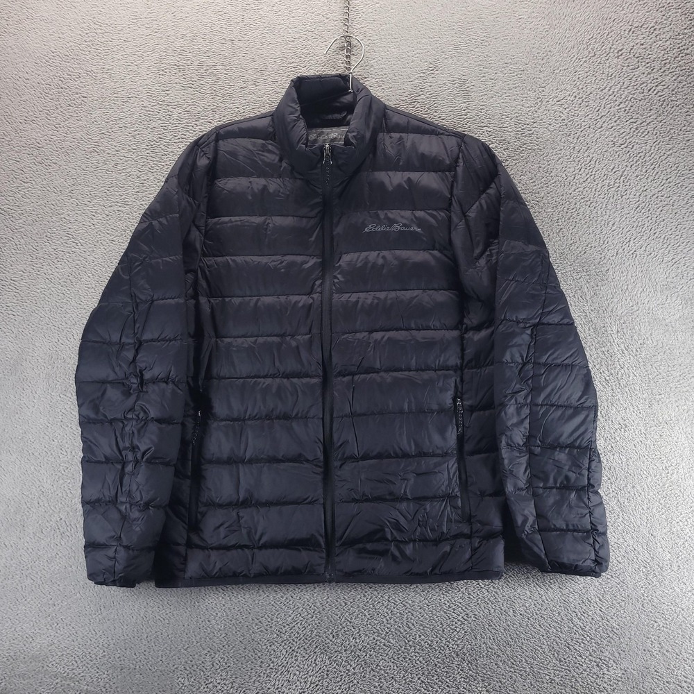 Eddie Bauer Jacket Mens S Black EB650 Down Puffer Lightweight Full Zip Outdoor